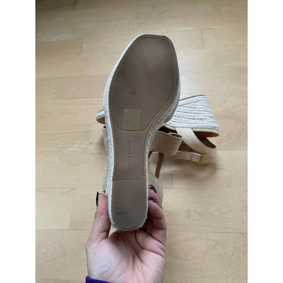 LUCKY Brand Women's "Mendona" Espadrille Wedge Sandals Sz 10 Open Toe Leather - Picture 4 of 8